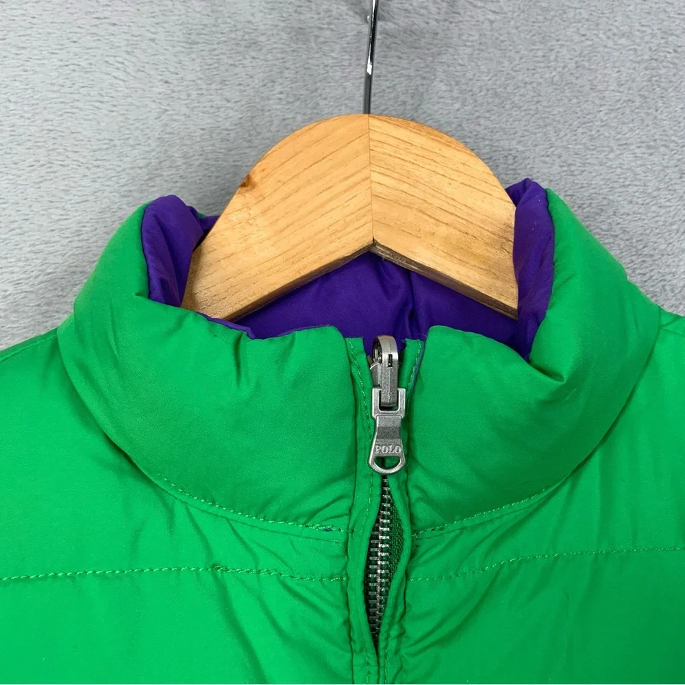 Ralph Lauren Purple/Green Reversible Full-Zip Puffer Vest. Kids Size Med. (8-10)